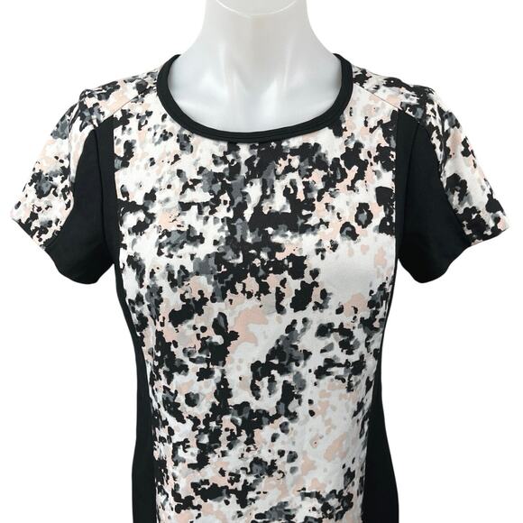 Banana Republic Black Multicolor Camo Short Sleeve Mini Pencil Sheath Dress 2 - Picture 3 of 5